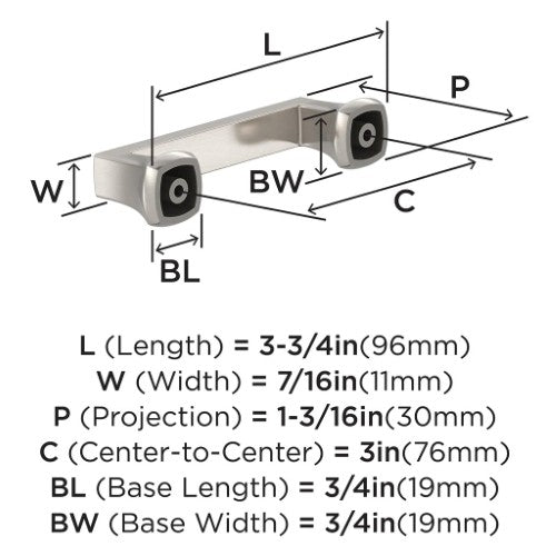 Hybridize Zinc Satin Nickel Cabinet Pull 5
