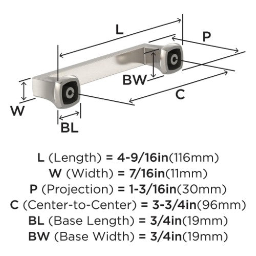 Hybridize Zinc Satin Nickel Cabinet Pull 6