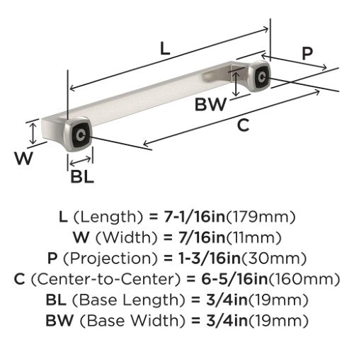 Hybridize Zinc Satin Nickel Cabinet Pull 8