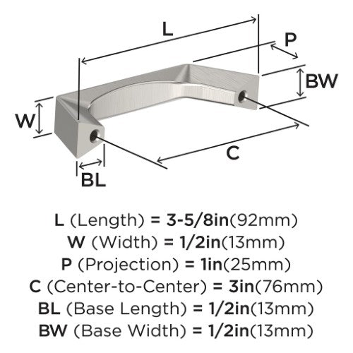 Evolve Zinc Satin Nickel Cabinet Pull 5