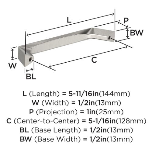 Evolve Zinc Satin Nickel Cabinet Pull 7