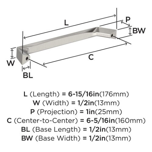 Evolve Zinc Satin Nickel Cabinet Pull 8
