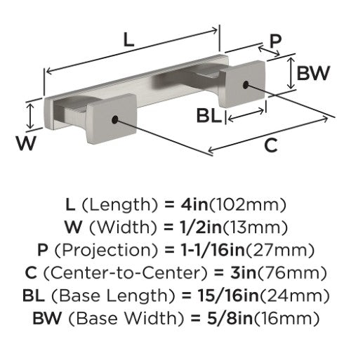 Triomphe Zinc Satin Nickel Cabinet Pull 5