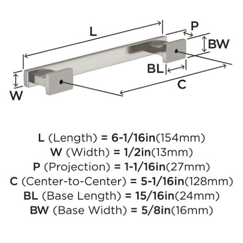 Triomphe Zinc Satin Nickel Cabinet Pull 7