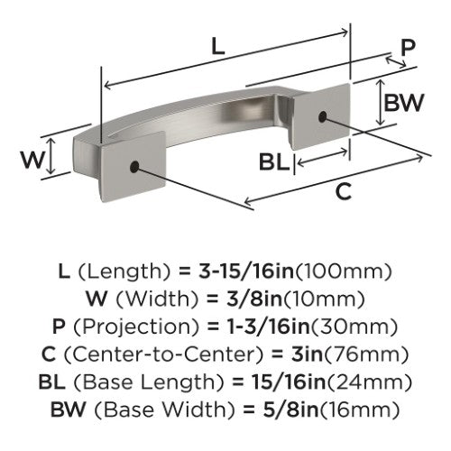 Incisive Zinc Satin Nickel Cabinet Pull 5
