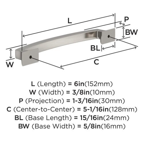 Incisive Zinc Satin Nickel Cabinet Pull 7