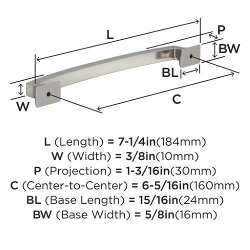 Incisive Zinc Satin Nickel Cabinet Pull 8