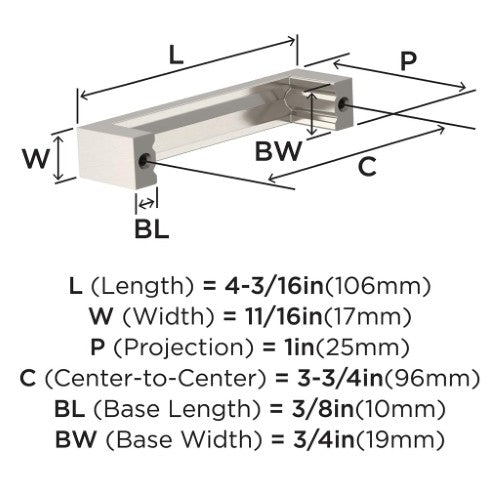 Augment Zinc Satin Nickel Cabinet Pull 6