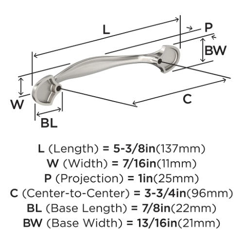 Fairfield Zinc Satin Nickel Cabinet Pull 5
