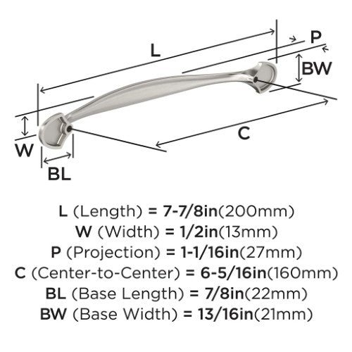 Fairfield Zinc Satin Nickel Cabinet Pull 7