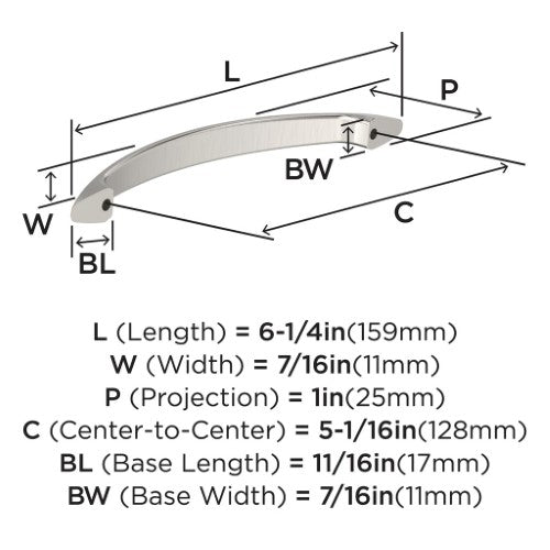 Arc Zinc Satin Nickel Cabinet Pull 6