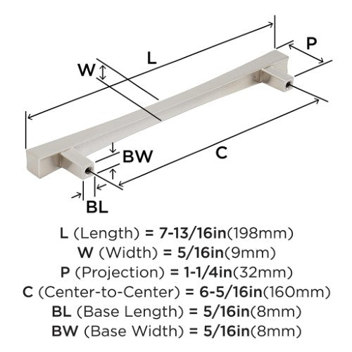 Pailou Zinc Satin Nickel Cabinet Pull 6