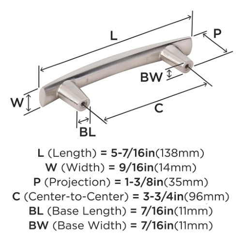 Willow Zinc Satin Nickel Cabinet Pull 5