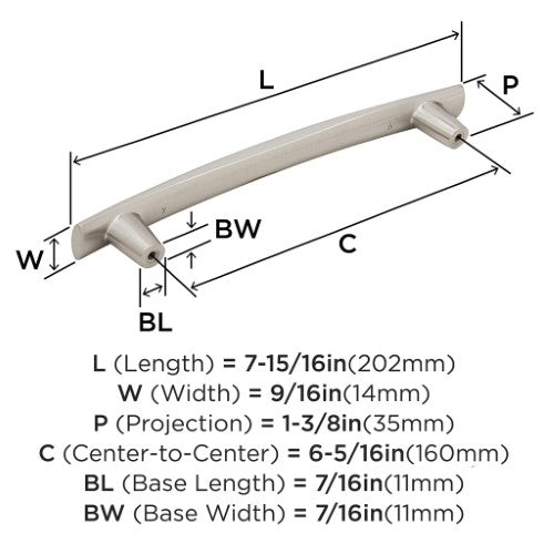 Willow Zinc Satin Nickel Cabinet Pull 7