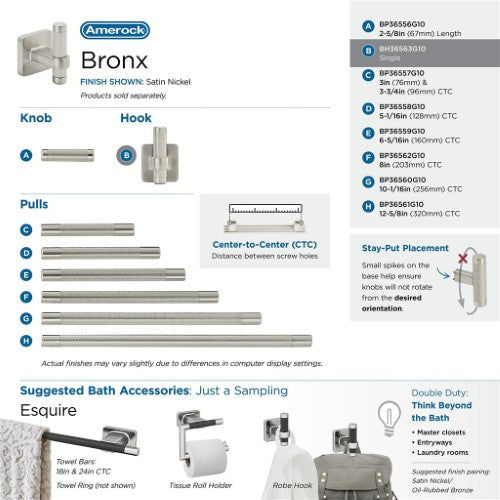 Bronx Zinc & Stainless Steel Brushed Nickel Hook 6