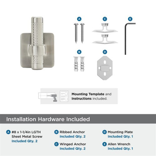 Bronx Zinc & Stainless Steel Brushed Nickel Hook 3