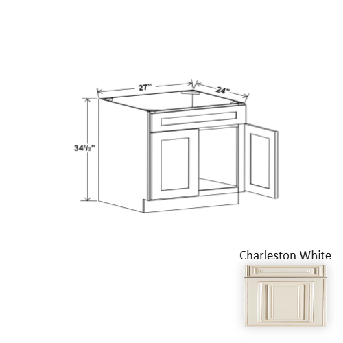 Classic Style Wood Charleston White Sink Base Cabinet Charleston White 1