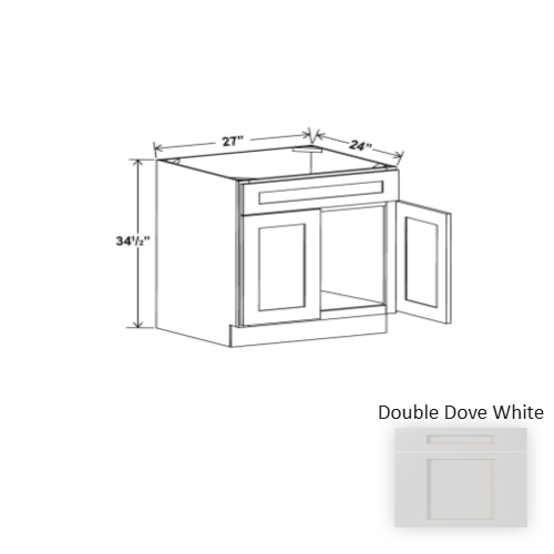 Double Shaker Style Wood Dove White Sink Base Cabinet Dove White 1