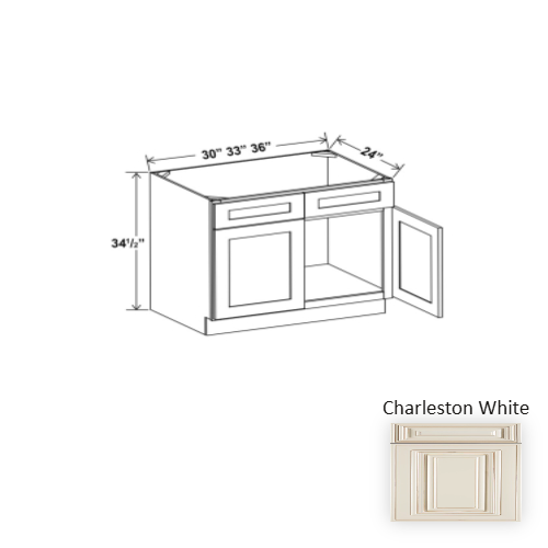 Classic Style Wood Charleston White Sink Base Cabinet Charleston White 1
