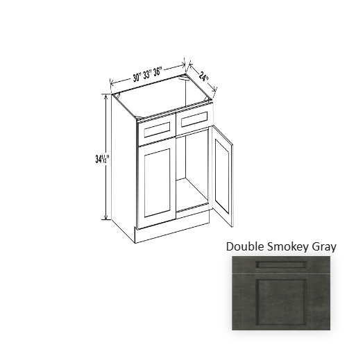 Double Shaker Style Wood Smokey Gray Sink Base Cabinet Smokey Gray 1