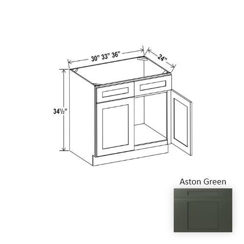 Slim Shaker Style Wood Aston Green Sink Base Cabinet Aston Green 1