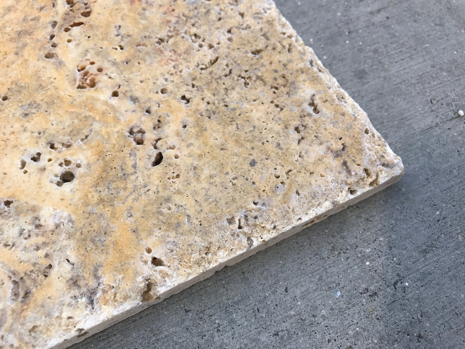 Scabos Cross Cut Travertine Tile Chiseled & Brushed - 2