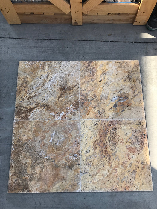 Scabos Cross Cut Travertine Tile Chiseled & Brushed - 3