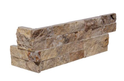 Scabos Split Face Travertine Ledgestone Corner - 6" x 24"