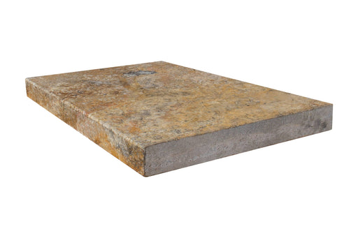 Scabos Tumbled Travertine Modern Coping - 12" x 24" x 2"