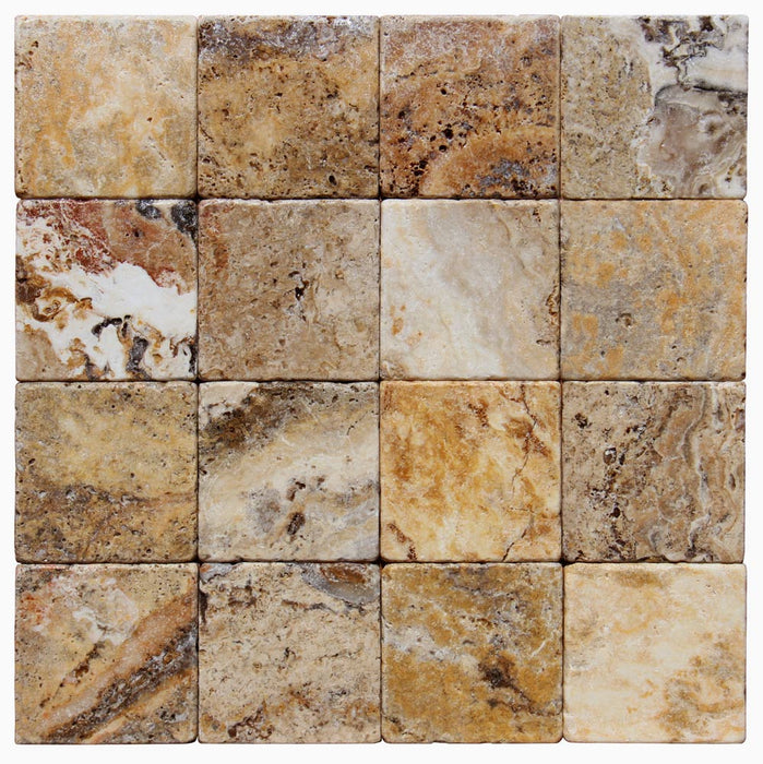 Scabos Cross Cut Travertine Tile - Tumbled 2
