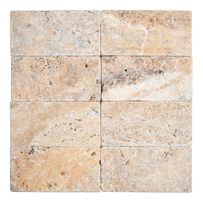 Scabos Cross Cut Travertine Tile - Tumbled 1