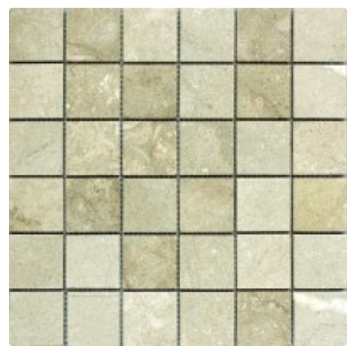 Full Sheet Sample - Sea Grass Limestone Mosaic - 2" x 2" Honed
