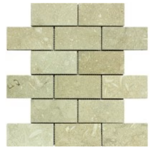 Sea Grass Honed Limestone Mosaic - 2" x 4" Brick