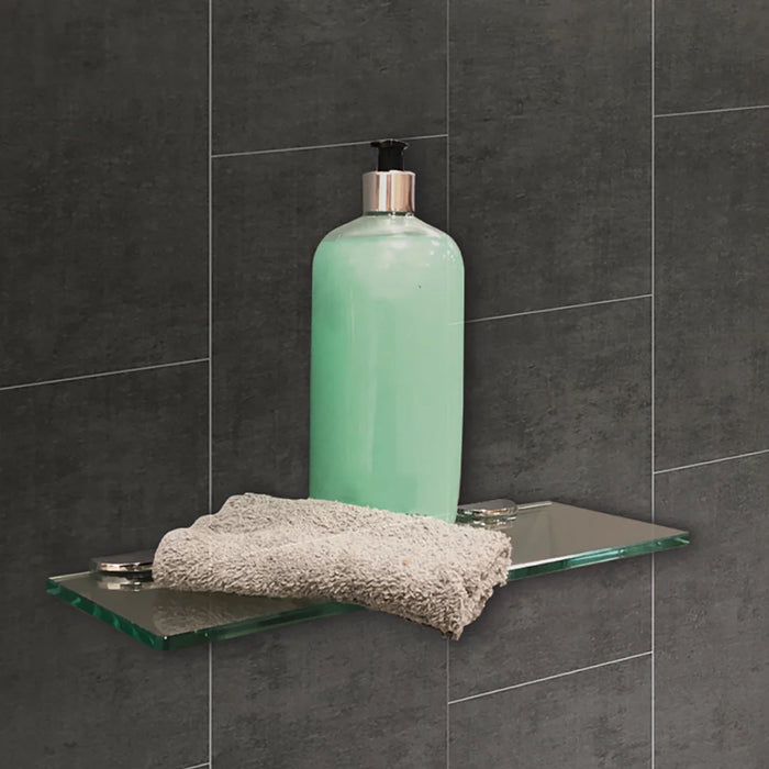 Brushed Nickel Glass Bathroom Shelf Brushed Nickel 5