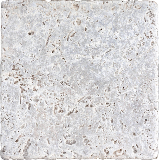 Tumbled Silver Grey Travertine Tile - 16" x 16"