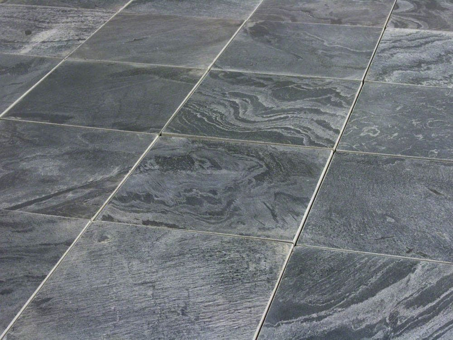 Silver Gray Slate Tile - 16" x 16" x 7/16" - 9/16" Honed