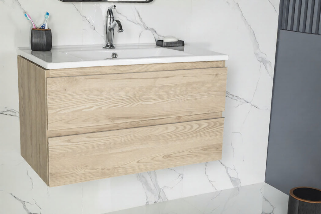 Simena Wood Oak Bathroom Vanity Oak 3