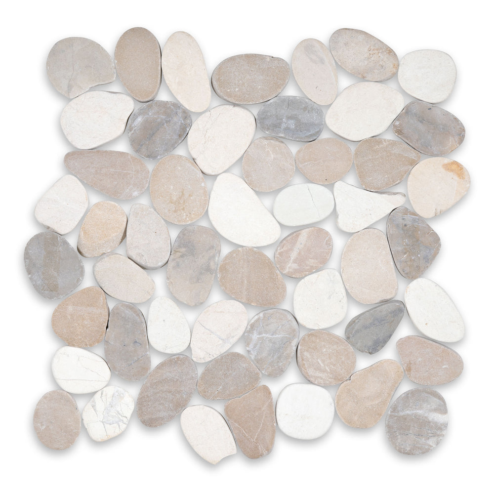 Sliced Flat Creek Matte Natural Stone Pebble - 12" x 12" x 3/8"