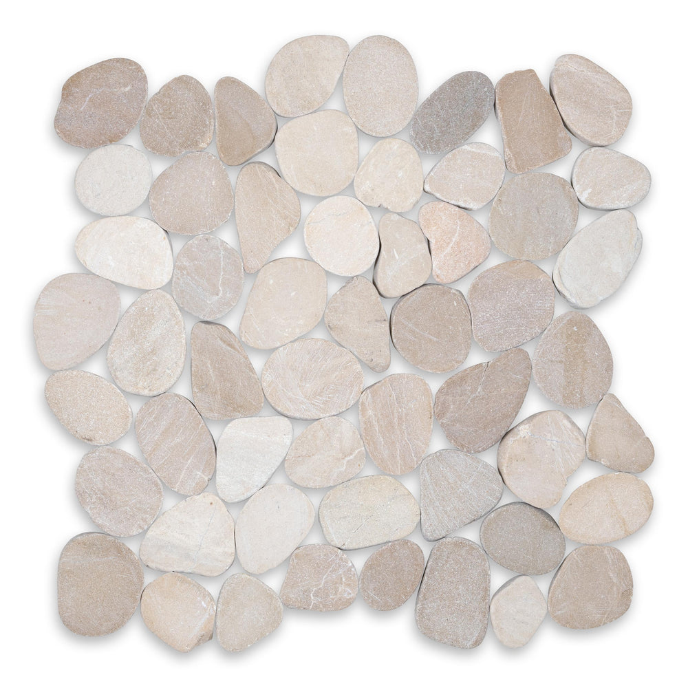 Sliced Flat Sepia Matte Natural Stone Pebble - 12" x 12" x 3/8"