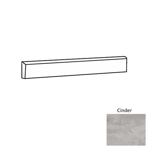 Axivis Cinder Porcelain Floor & Wall Trim - 3" x 24" Bullnose