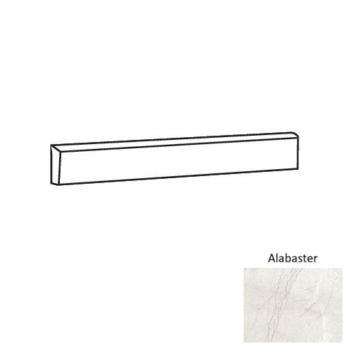 Regnova Alabaster Porcelain Floor & Wall Trim - 3" x 24" Bullnose