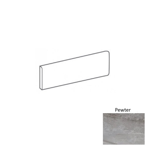 Venatura Pewter Porcelain Floor & Wall Trim - 3" x 12" Bullnose