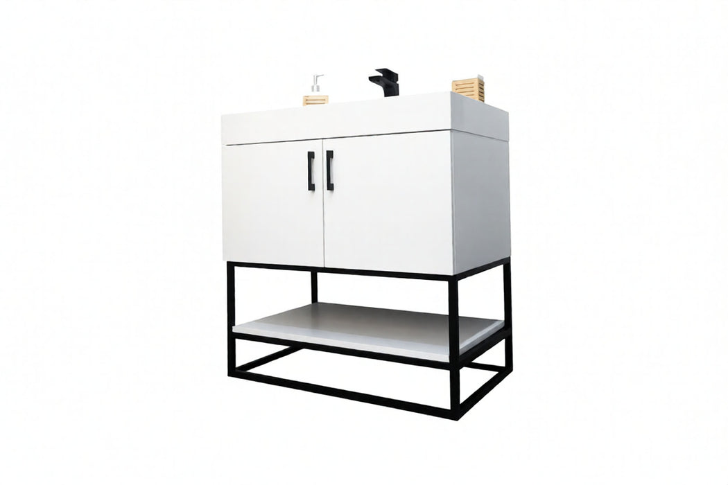 Solana Wood White Bathroom Vanity White 2