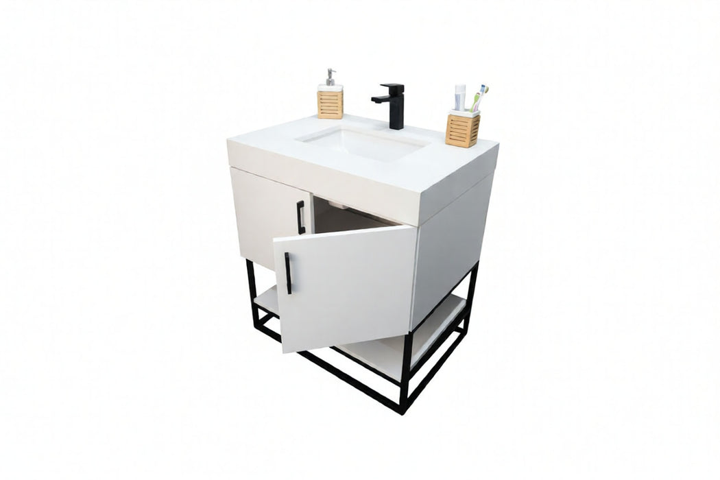 Solana Wood White Bathroom Vanity White 3