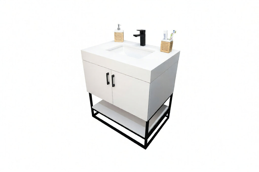 Solana Wood White Bathroom Vanity White 6