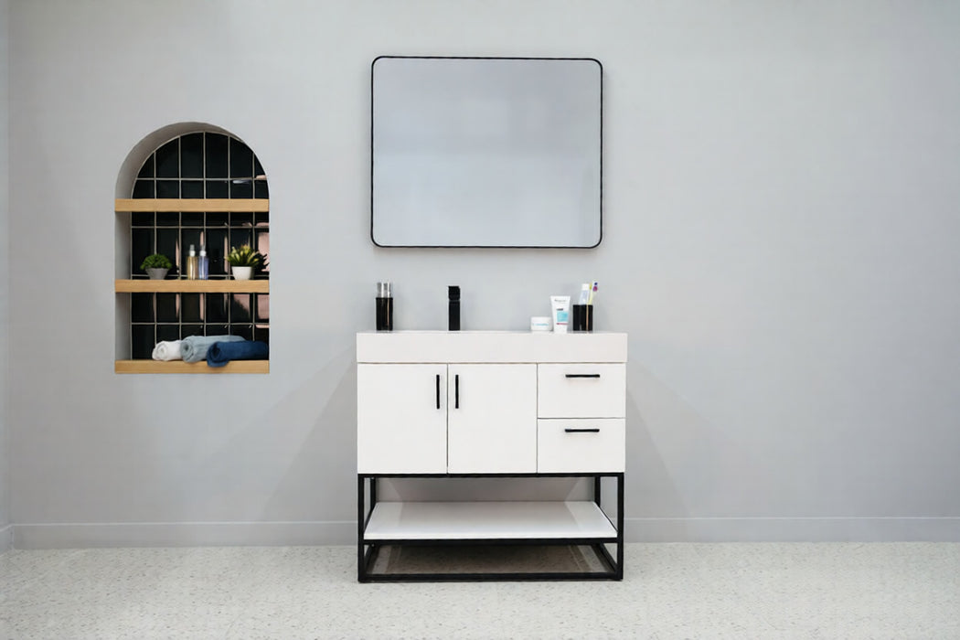 Solana Wood White Bathroom Vanity White 3