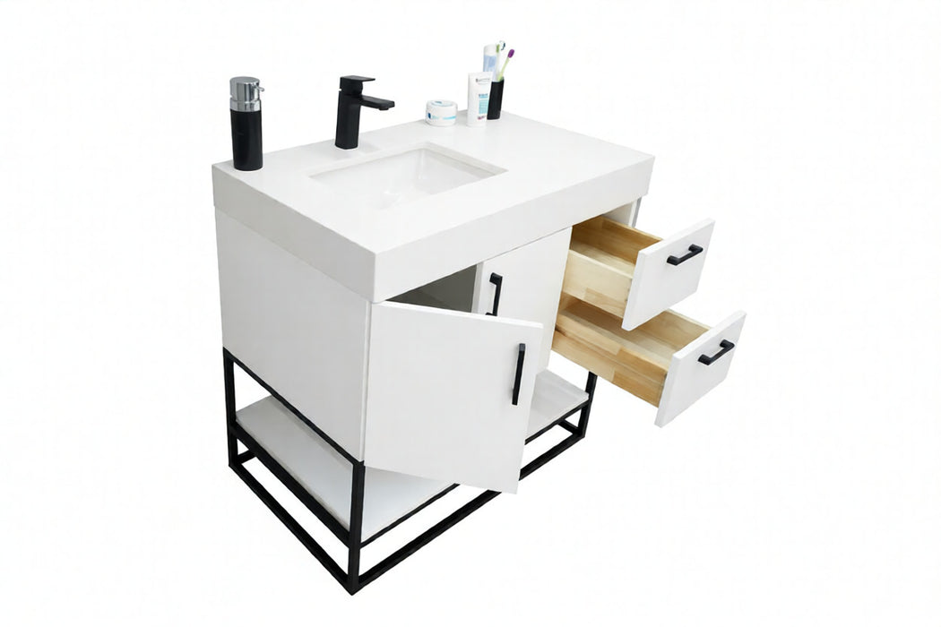 Solana Wood White Bathroom Vanity White 4