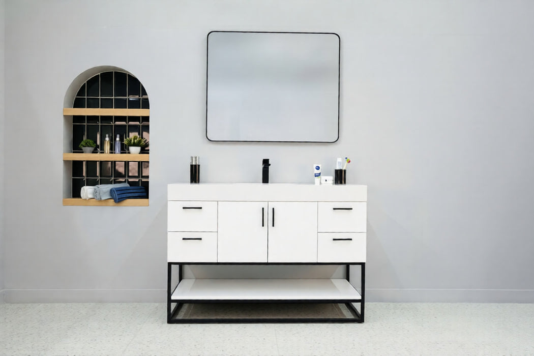 Solana Wood White Bathroom Vanity White 2