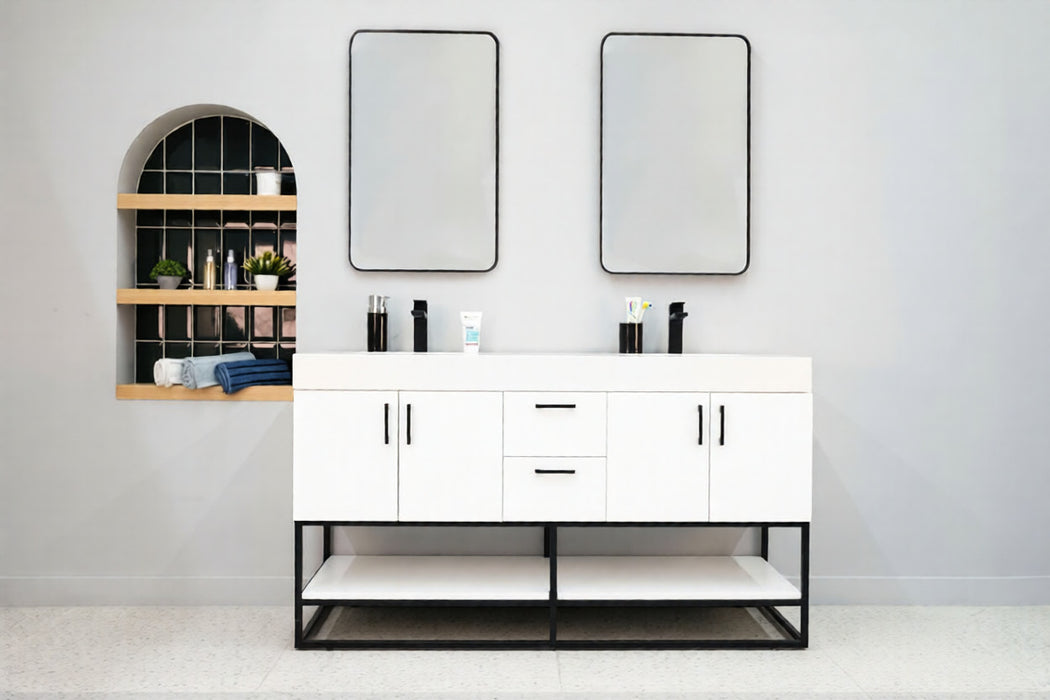 Solana Wood White Bathroom Vanity White 2