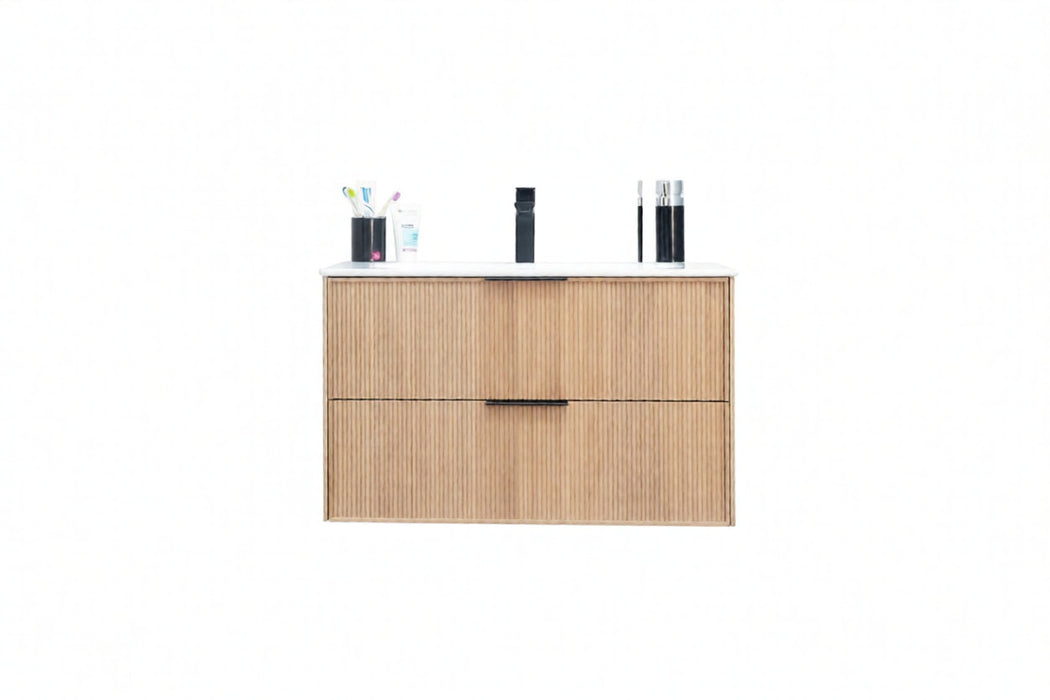 Sorrento Wood Natural Oak Bathroom Vanity Natural Oak 1